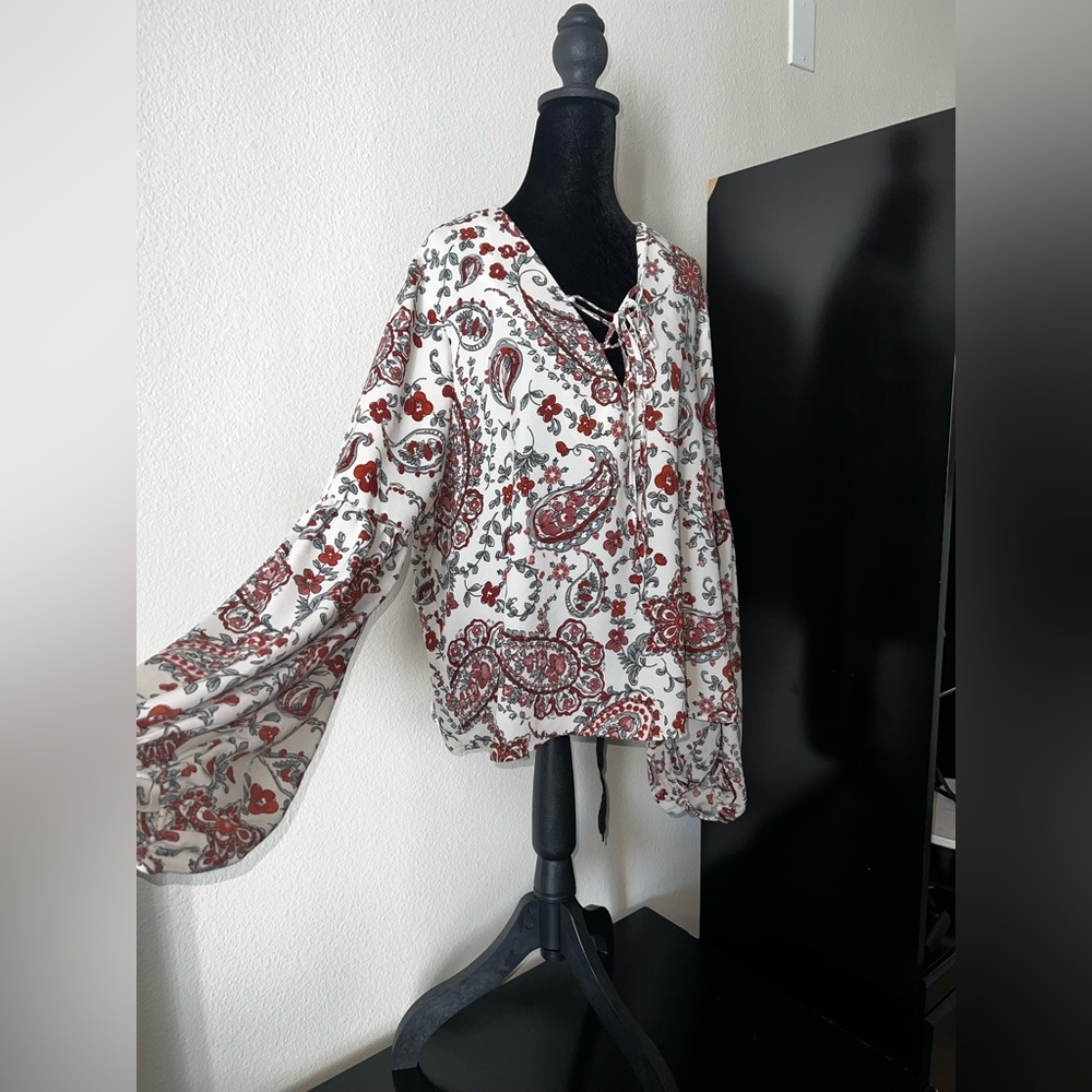 Banana Republic‎ Boho Paisley Balloon Sleeve Blouse Coachella Stage Coach Sz XL